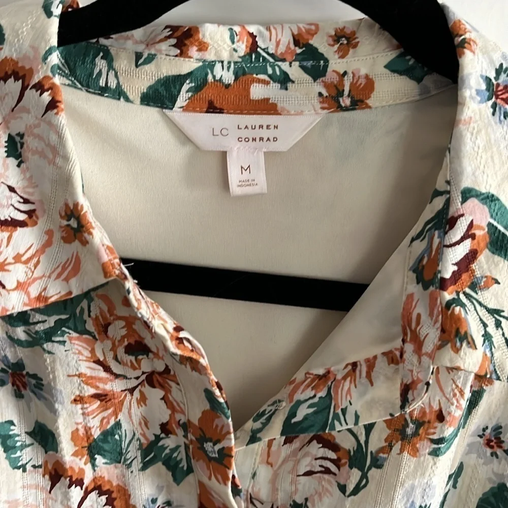 Lauren Conrad floral boho peasant ruffle hem mini dress size medium